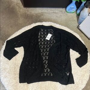 Kohl's Black Cardigan with Decorative Knit Pattern
